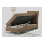 Łóżko kontynentalne MILEN 90x200 - H3 - brązowy, ekoskóra - strona prawa