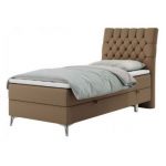 Łóżko kontynentalne MILEN 90x200 - H3 - brązowy, ekoskóra - strona prawa