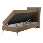 Łóżko kontynentalne MILEN 90x200 - H3 - brązowy, ekoskóra - strona prawa