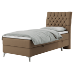 Łóżko kontynentalne MILEN 90x200 - H4 - brązowy, ekoskóra - strona prawa