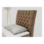 Łóżko kontynentalne MILEN 90x200 - H4 - brązowy, ekoskóra - strona prawa