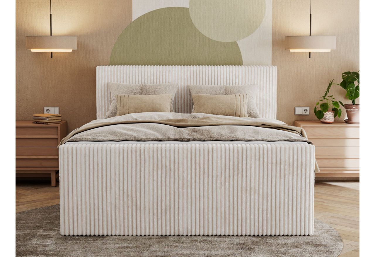Łóżko kontynentalne TILIANO KING DUO 160x200 - H3 - beżowy, sztruks
