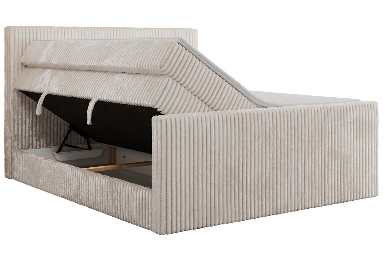 Łóżko kontynentalne TILIANO KING DUO 160x200 - H3 - beżowy, sztruks