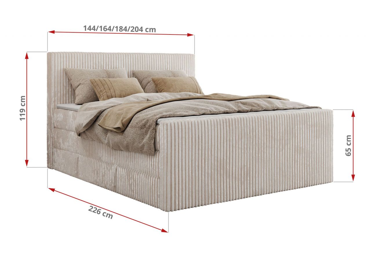 Łóżko kontynentalne TILIANO KING DUO 200x200 - H3 - beżowy, sztruks