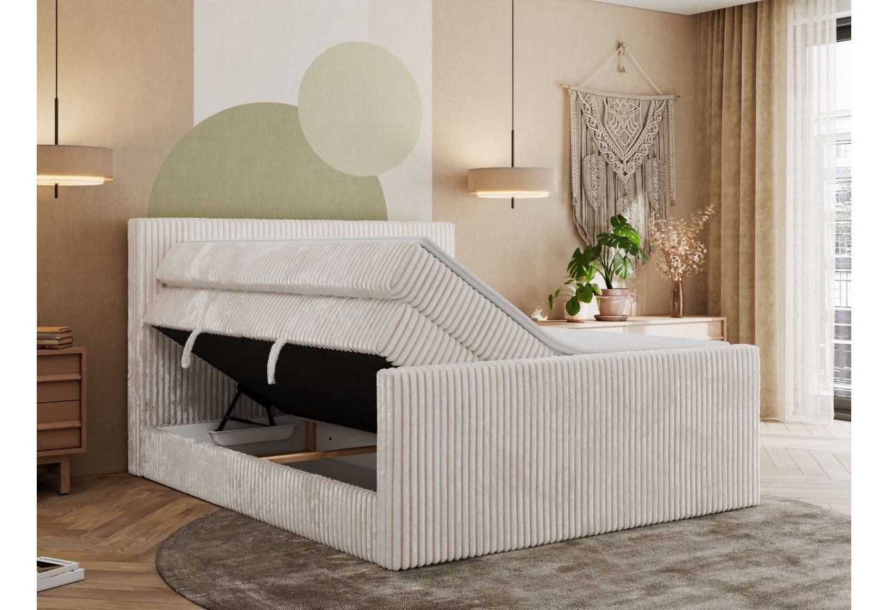 Łóżko kontynentalne TILIANO KING DUO 200x200 - H3 - beżowy, sztruks