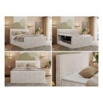 Łóżko kontynentalne TILIANO KING DUO 200x200 - H3 - beżowy, sztruks
