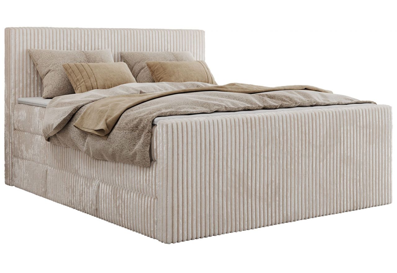 Łóżko kontynentalne TILIANO KING DUO 140x200 - H4 - beżowy, sztruks