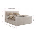 Łóżko kontynentalne TILIANO KING DUO 200x200 - H4 - beżowy, sztruks
