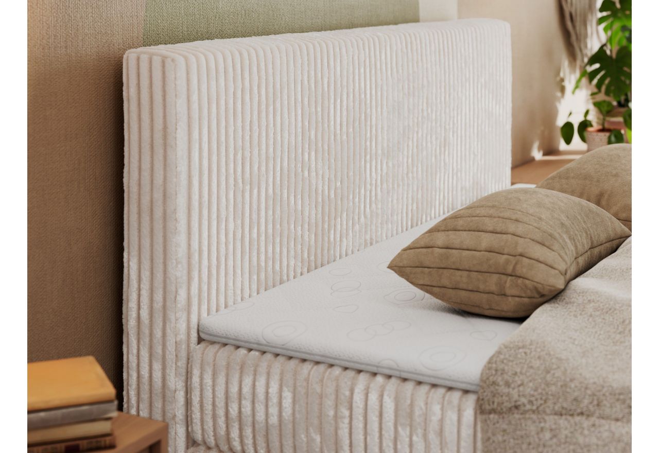 Łóżko kontynentalne TILIANO KING DUO 200x200 - H4 - beżowy, sztruks