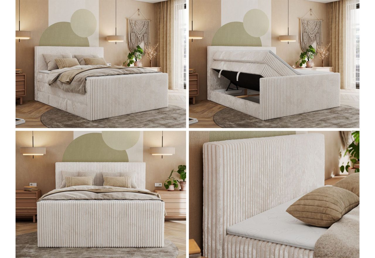 Łóżko kontynentalne TILIANO KING DUO 200x200 - H4 - beżowy, sztruks