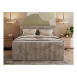 Łóżko kontynentalne TILIANO KING DUO 140x200 - H3 - jasnobrązowy, sztruks