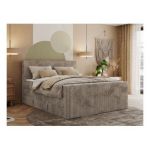 Łóżko kontynentalne TILIANO KING DUO 160x200 - H3 - jasnobrązowy, sztruks