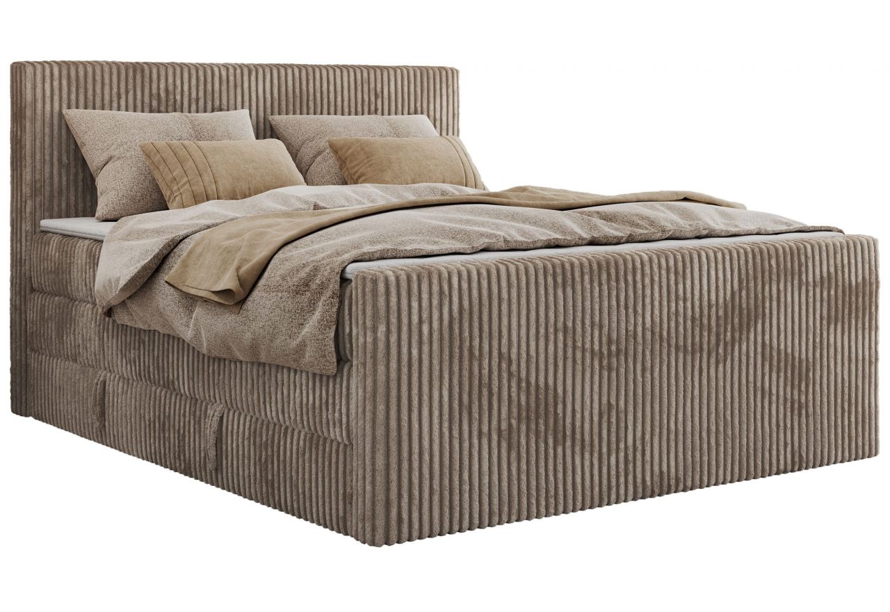 Łóżko kontynentalne TILIANO KING DUO 160x200 - H3 - jasnobrązowy, sztruks