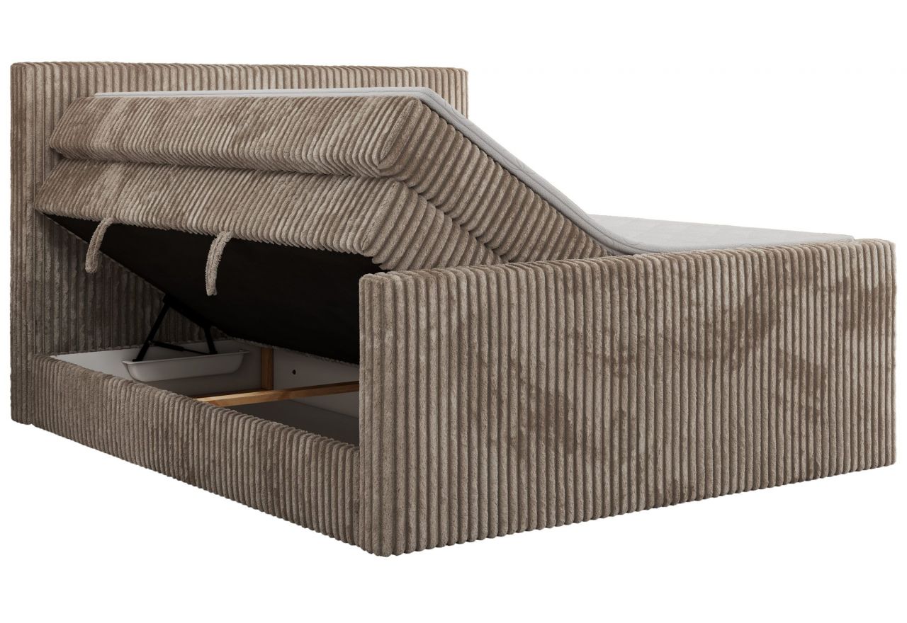 Łóżko kontynentalne TILIANO KING DUO 160x200 - H3 - jasnobrązowy, sztruks