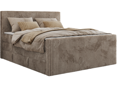 Łóżko kontynentalne TILIANO KING DUO 200x200 - H3 - jasnobrązowy, sztruks