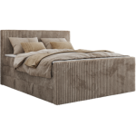 Łóżko kontynentalne TILIANO KING DUO 200x200 - H3 - jasnobrązowy, sztruks