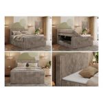 Łóżko kontynentalne TILIANO KING DUO 140x200 - H4 - jasnobrązowy, sztruks