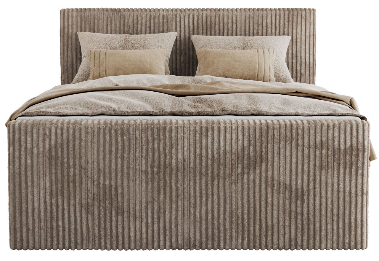 Łóżko kontynentalne TILIANO KING DUO 140x200 - H4 - jasnobrązowy, sztruks