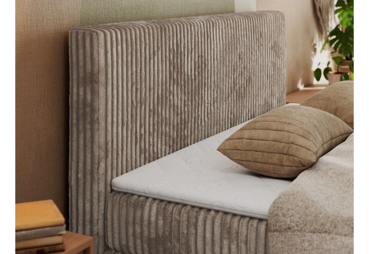 Łóżko kontynentalne TILIANO KING DUO 200x200 - H4 - jasnobrązowy, sztruks