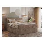 Łóżko kontynentalne TILIANO KING DUO 140x200 - H3 - brązowy, sztruks
