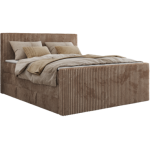 Łóżko kontynentalne TILIANO KING DUO 140x200 - H3 - brązowy, sztruks