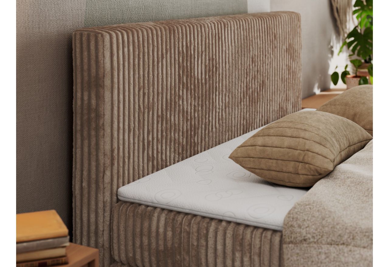 Łóżko kontynentalne TILIANO KING DUO 140x200 - H3 - brązowy, sztruks