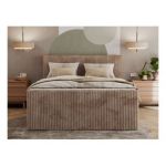 Łóżko kontynentalne TILIANO KING DUO 160x200 - H3 - brązowy, sztruks