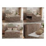 Łóżko kontynentalne TILIANO KING DUO 180x200 - H3 - brązowy, sztruks