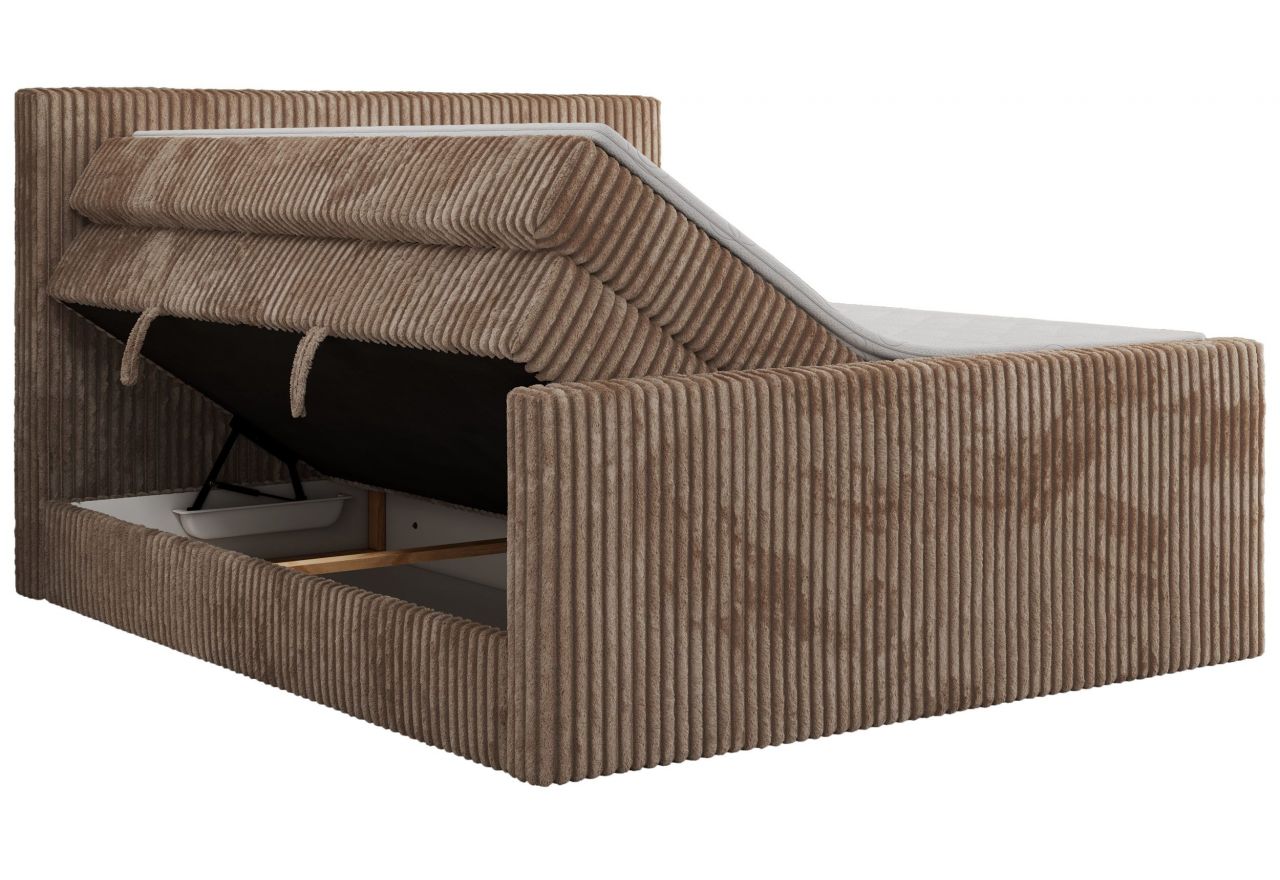 Łóżko kontynentalne TILIANO KING DUO 200x200 - H3 - brązowy, sztruks