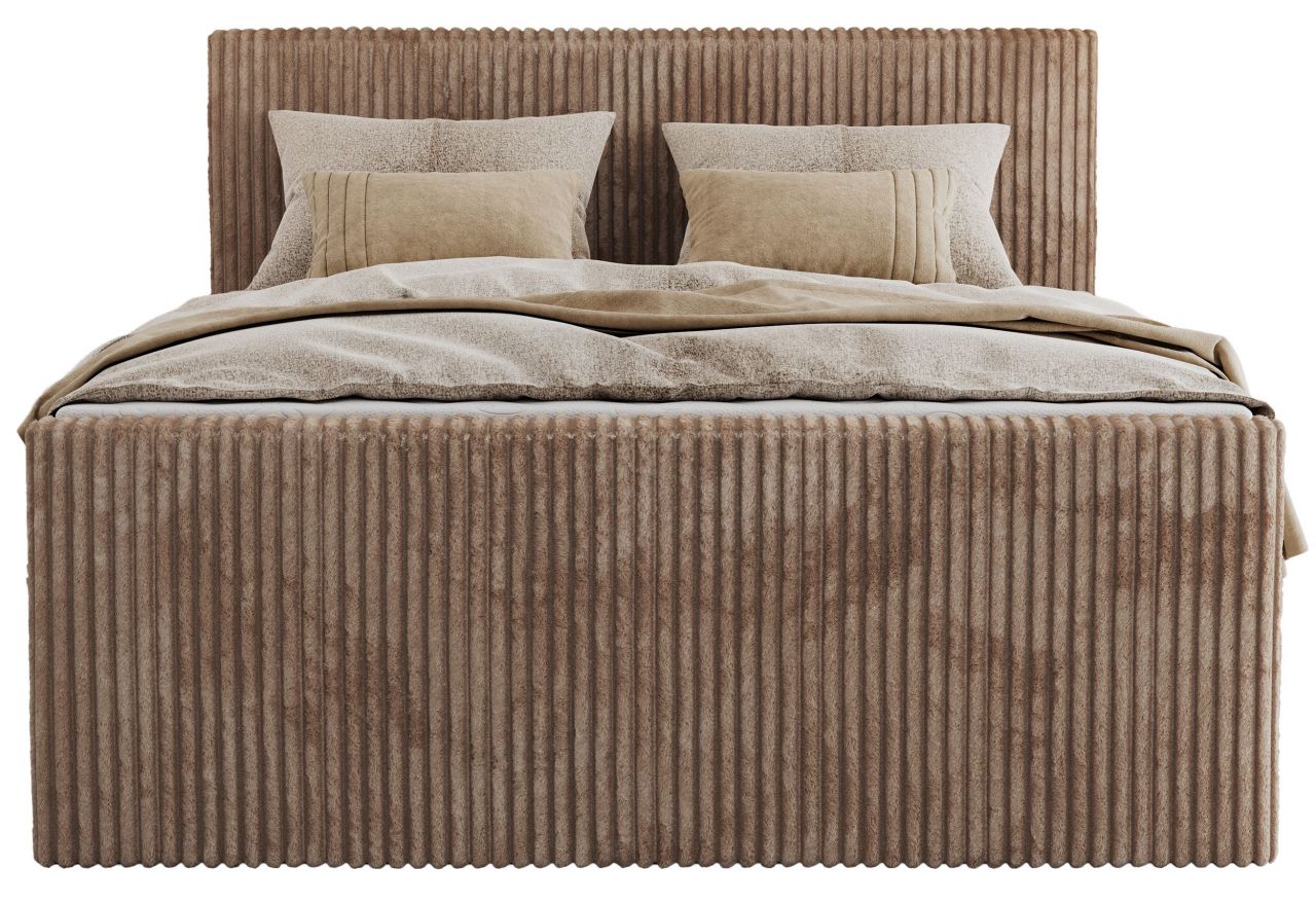 Łóżko kontynentalne TILIANO KING DUO 180x200 - H4 - brązowy, sztruks