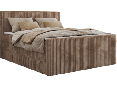 Łóżko kontynentalne TILIANO KING DUO 200x200 - H4 - brązowy, sztruks