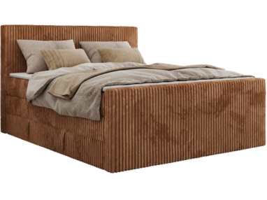 Łóżko kontynentalne TILIANO KING DUO 140x200 - H3 - pomarańczowy, sztruks