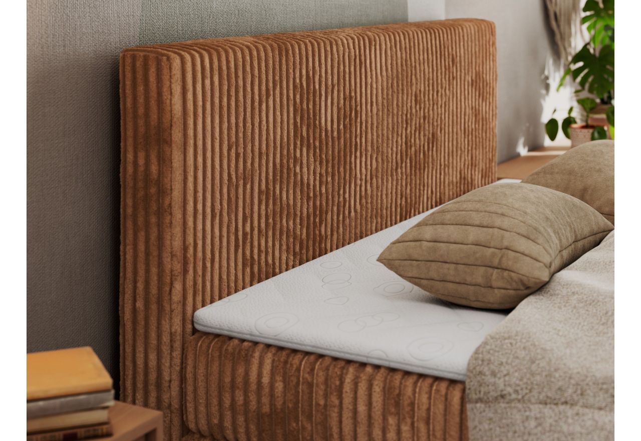 Łóżko kontynentalne TILIANO KING DUO 140x200 - H3 - pomarańczowy, sztruks