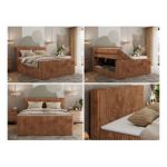 Łóżko kontynentalne TILIANO KING DUO 160x200 - H3 - pomarańczowy, sztruks