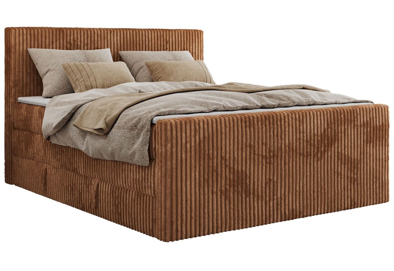 Łóżko kontynentalne TILIANO KING DUO 160x200 - H3 - pomarańczowy, sztruks