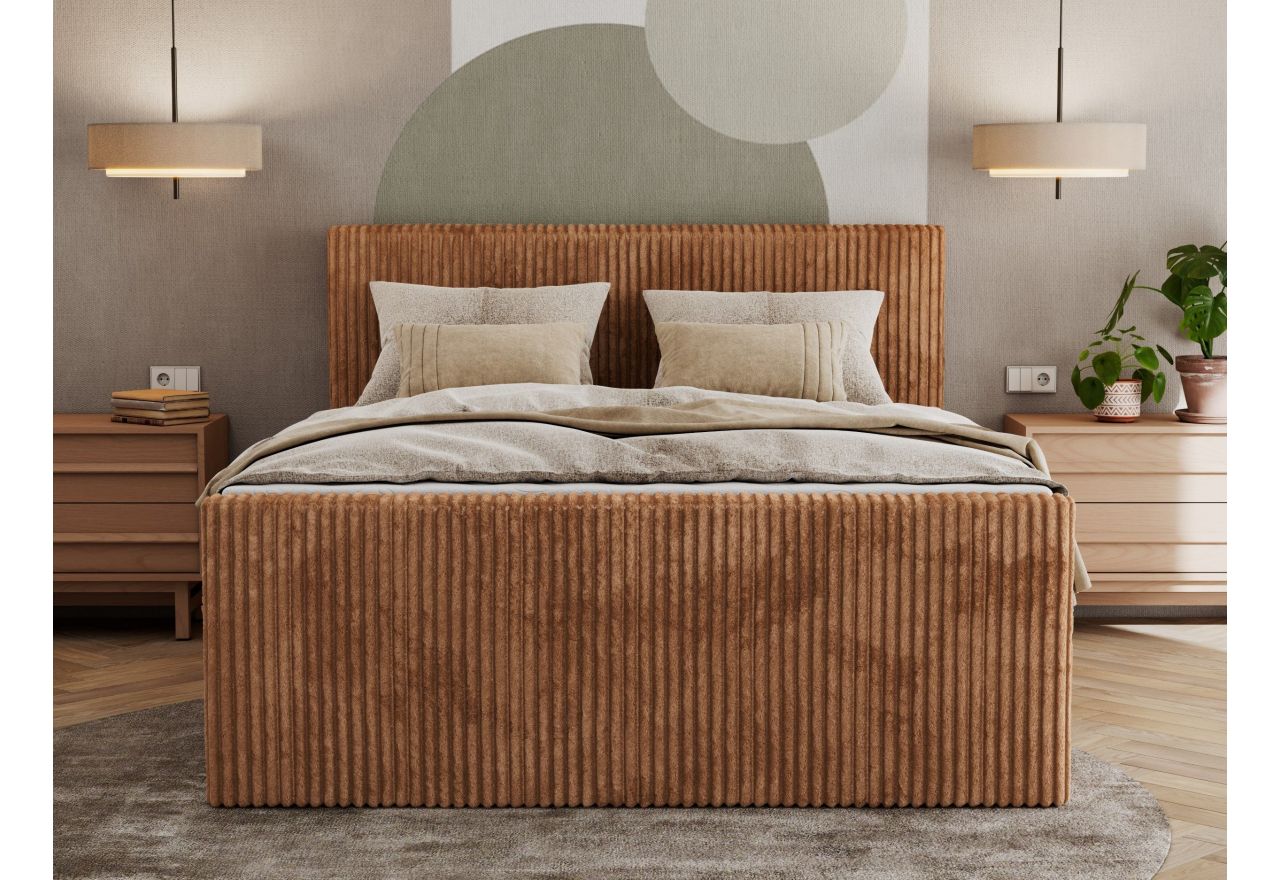 Łóżko kontynentalne TILIANO KING DUO 180x200 - H3 - pomarańczowy, sztruks