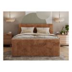 Łóżko kontynentalne TILIANO KING DUO 180x200 - H3 - pomarańczowy, sztruks