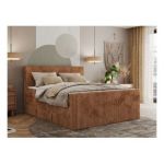 Łóżko kontynentalne TILIANO KING DUO 200x200 - H3 - pomarańczowy, sztruks