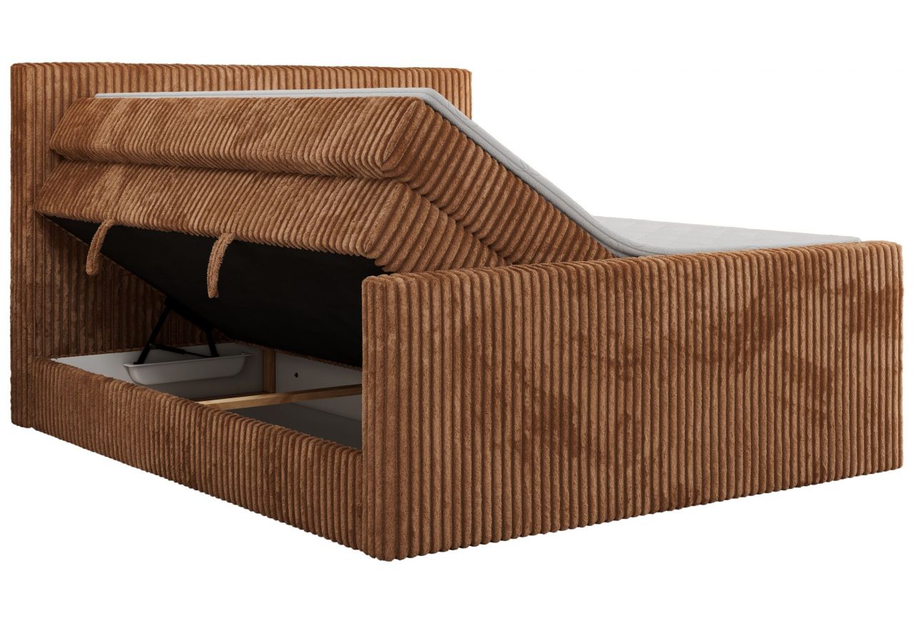 Łóżko kontynentalne TILIANO KING DUO 160x200 - H4 - pomarańczowy, sztruks