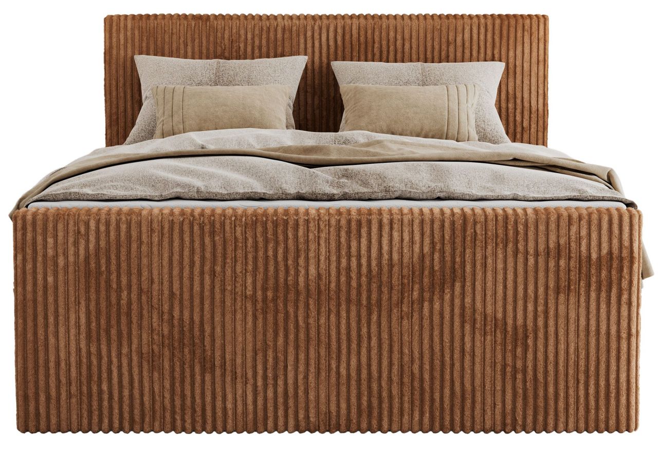 Łóżko kontynentalne TILIANO KING DUO 160x200 - H4 - pomarańczowy, sztruks