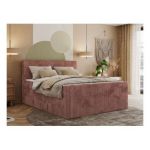 Łóżko kontynentalne TILIANO KING DUO 160x200 - H3 - różowy, sztruks