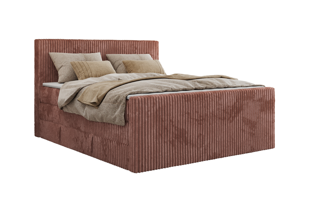 Łóżko kontynentalne TILIANO KING DUO 160x200 - H3 - różowy, sztruks