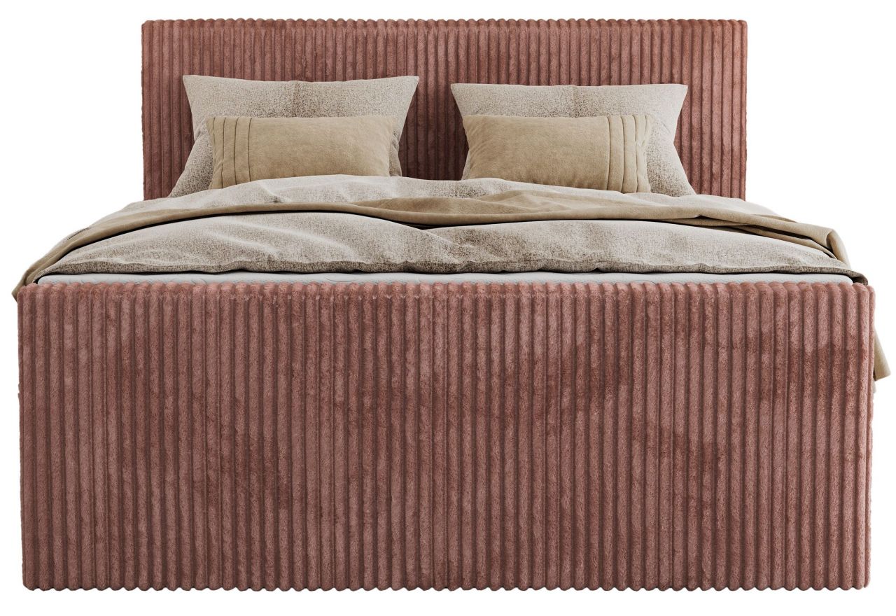 Łóżko kontynentalne TILIANO KING DUO 160x200 - H3 - różowy, sztruks