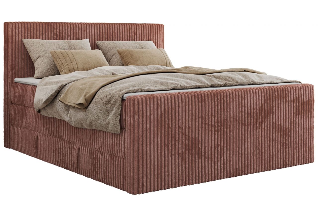 Łóżko kontynentalne TILIANO KING DUO 140x200 - H4 - różowy, sztruks