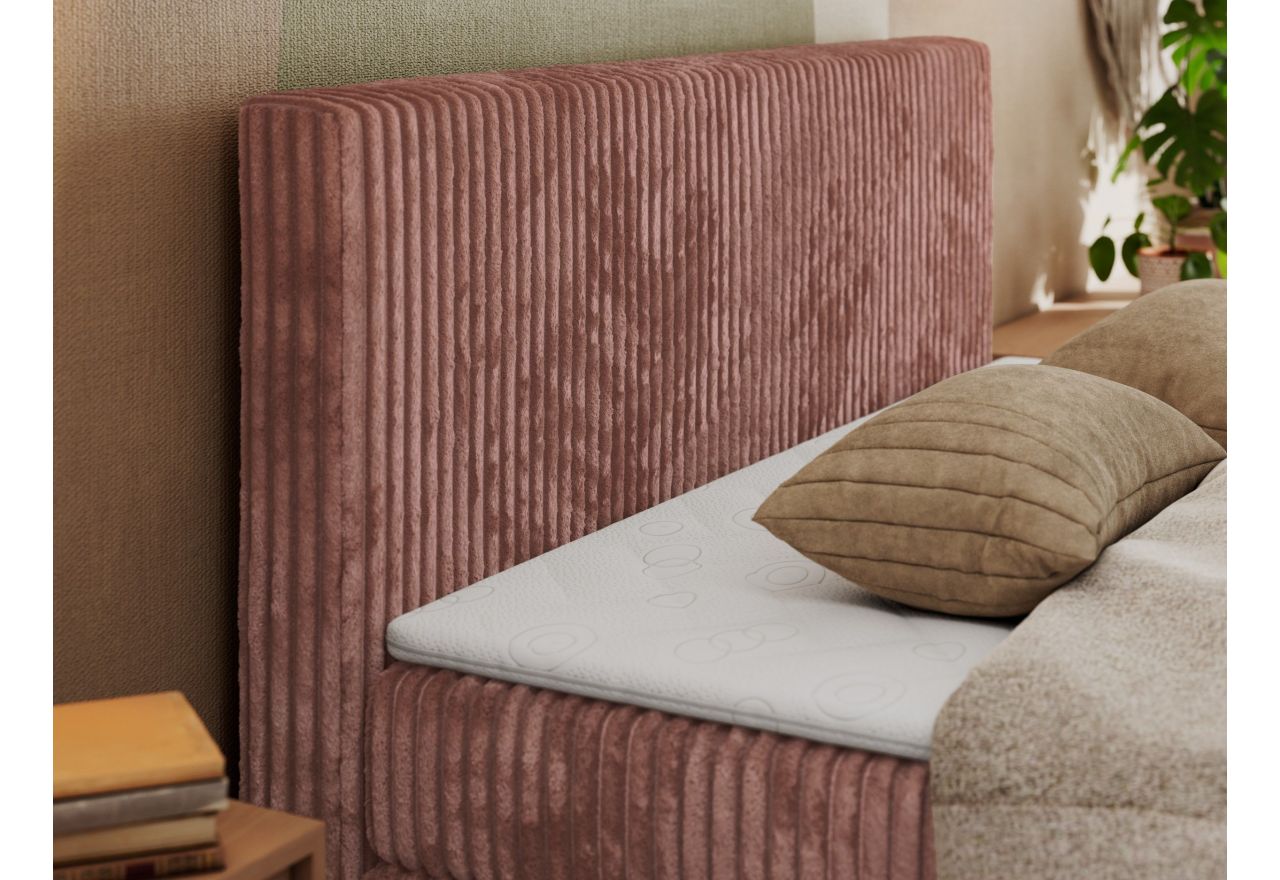 Łóżko kontynentalne TILIANO KING DUO 200x200 - H4 - różowy, sztruks