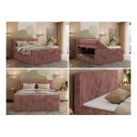 Łóżko kontynentalne TILIANO KING DUO 200x200 - H4 - różowy, sztruks