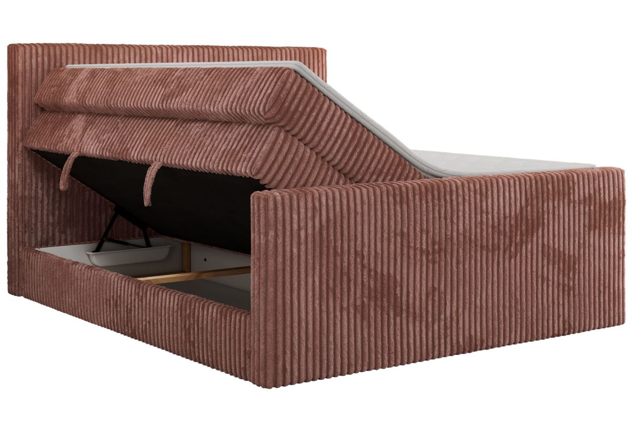 Łóżko kontynentalne TILIANO KING DUO 200x200 - H4 - różowy, sztruks