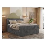 Łóżko kontynentalne TILIANO KING DUO 200x200 - H3 - szary, sztruks