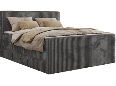 Łóżko kontynentalne TILIANO KING DUO 200x200 - H3 - szary, sztruks