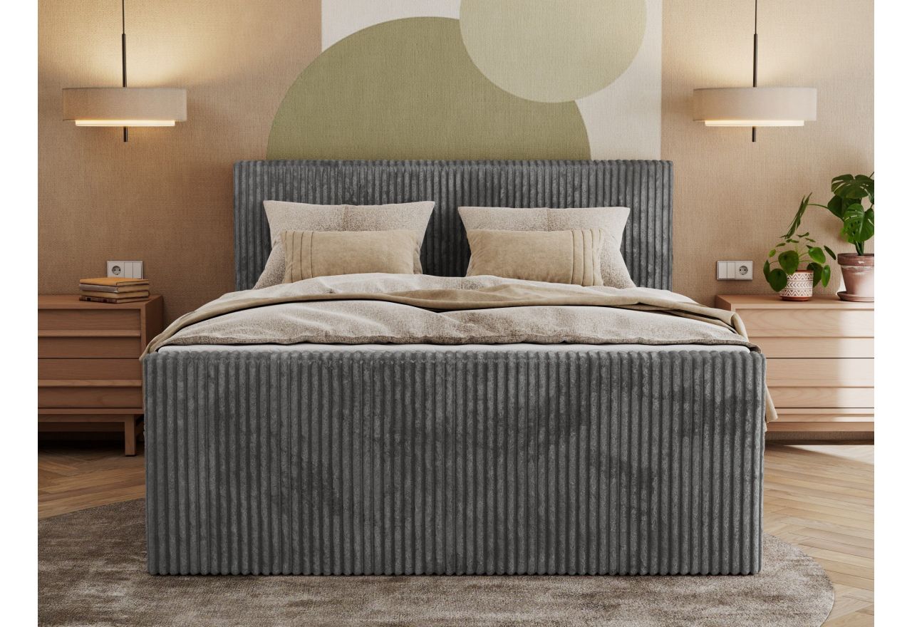 Łóżko kontynentalne TILIANO KING DUO 200x200 - H3 - szary, sztruks